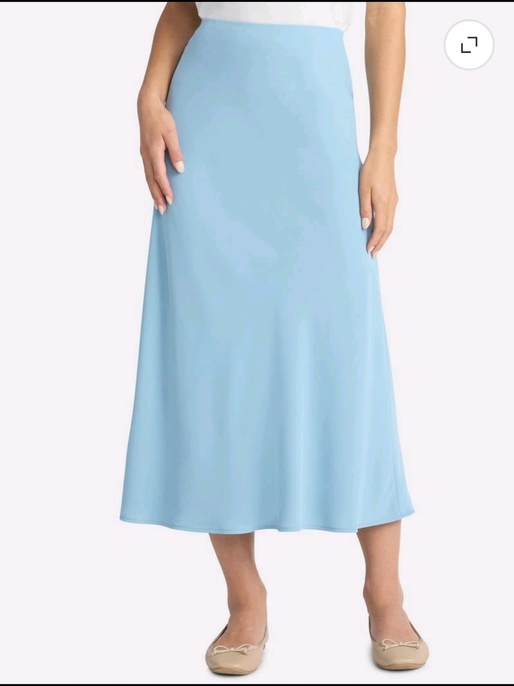 Time and Tru NEW Caspian Blue Satin Midi Slip Skirt Elastic Waist XXXL (22)